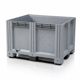 Grey pallet box 120x100x78cm, 3 skids, capacity 610 liters, NORAH Plastics