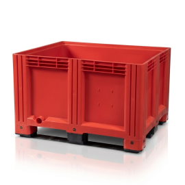 Red pallet box 120x100x78cm, 3 skids, capacity 610 liters, NORAH Plastics