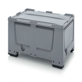 Pallet box with hinged lid 120x80x79cm, 4 feet, capacity 535 litres, NORAH Plastics
