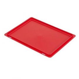 Flat lid for stacking bin 40x30cm, red, NORAH Plastics