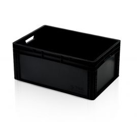 Stacking bin 60x40x27cm, capacity 54 liters, black, RE-PP, NORAH Plastics