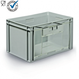 Order picking bin 60x40x30cm, capacity 56 liters with transparent hinged flap, NORAH Plastics