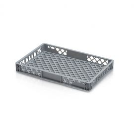 Stacking crate 60x40x7.5cm, Gray, PP, NORAH Plastics