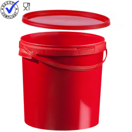 Red Bucket with lid, capacity 20 liters, NORAH Plastics