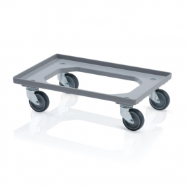 Plastic dollie with 4 swivel castors and rubber wheels, Grey, NORAH Plastics