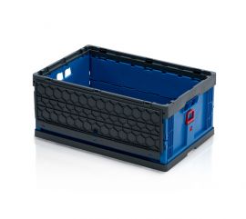 Folding box with lid 60x40x27cm, capacity 48 liters, Blue, NORAH Plastics