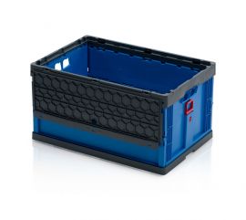 Folding Attached Lid Containers, 60x40x32cm, capacity 58 liters, Blue, NORAH Plastics