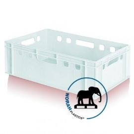 Stacking crate 60x40x20cm, 40 Liter, White, HDPE, NORAH Plastics