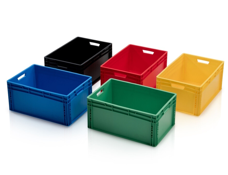 Plastic colored stacking bins